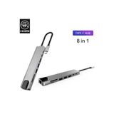 Ally 8 Port Usb 8in1 3.0 Type-C Hdmi 3XUSB+2 PD) RJ45 Hub Adaptör Çoklayici TF SD Kart GRI