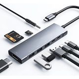 Ally 9 In1 Type C Hub 4K 30hz HDMI USB 3.0sdpd ADAPTÖR-(5775) - FEİ4794-3990 - Gri