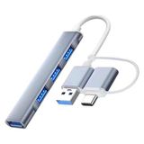 Ally A-806 4in1 Type-C + USB Girişli USB 3.0 Çoğaltıcı Hub Adaptör Çevirici-( - COMPTR7668-7 - Gri