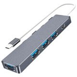 Ally ADS-301C 5 In 1 Type C Dönüştürücü 4 USB Portlu Adaptör Hub ÇOKLAYICI-(5775) - Füme