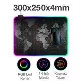 Ally Dünya Desenli Rgb Led Işıklı Oyuncu Mouse Pad 300*250*4Mm-1852