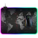 Ally Dünya Desenli Rgb LED Işıklı Oyuncu Mouse Pad 300*250*4MM-(5775) - Siyah