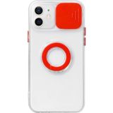 Ally İphone 12 Mini 5.4İnç Kılıf Sürgülü Kamera Lens Korumalı Yüzük Standlı Silikon Kılıf-(5775)