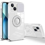Ally İphone 13 Mini 5.4İnç Kılıf Sürgülü Kamera Lens Korumalı Yüzük Standlı Silikon Kılıf-(5775)