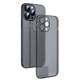 Ally iPhone 13 Pro Max 6.7inch Frosted Glass Şeffaf Kamera Korumalı Kılıf - Siyah