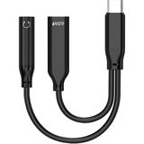 Ally Iphone 15 Için Type-C Şarj + 3.5mm Kulaklık 2in1 Çevirici Adaptör - Siyah