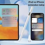 Ally K-2268 Dijital Göstergeli Universal Kapasitif Stylus iPad Tablet Dokunmatik Kalem - Beyaz