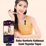 Ally K8 Lightning iPhone Tak Konuş Wireless Kablosuz Mini Yaka Mikrofonu Canlı Yayın MIKROFONU-1852 - Belirtilmemiş - Siyah