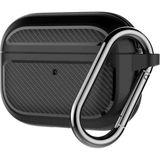 Ally Karbon Fiber Airpods Pro Kulaklık Kancalı Silikon Koruma Kılıfı AL-34518 - Siyah