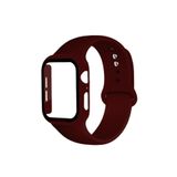 Ally Mobile Ally Apple Watch 4-5-6 44mm Silikon Kordon Kayış Ve Ekran Koruyucu Kılıf Bordo