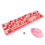 Ally Mofi Sweet 2.4g Retro Pembe Oyuncu Klavye ve Mouse Set