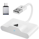 Ally Usb+Type-C Android Kablosuz Carplay Adaptör Çevirici - Youtube Netflix Tiktok Video YANSITICI-(5775) — Renk: Beyaz