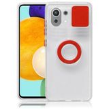 Ally Xiaomi Mi 11 Lite Kılıf Sürgülü Kamera Lens Korumalı Yüzük Standlı Silikon Kılıf ALL-35506 - Kırmızı
