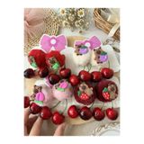 ALLYA MİNİ DRESS Kapibara ve Peluş Ponponlu Kirazlı 1 Çift Pens Toka ( Kırmızı-Bordo-Beyaz-Pembe )