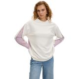 ALLYCO Kolu Gömlek Detaylı Örme Ekru Lila Sweatshirt,Ekru-Lila L