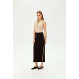 Allyco Midi Regular Örme Etek - Siyah - Leopar - XL