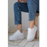 Allyup Günlük Kadın Sneaker Bağcıklı Hafif Kalın Taban Esnek Yürüyüş Suni Deri Spor Ayakkabı