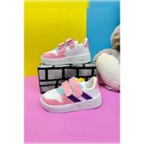 Allyup Günlük Kız Erkek Çocuk Pembe Beyaz Sneaker Cırtlı Çift Şeritli Rahat Hafif Spor Ayakkabı Zl001