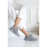 Allyup Kadın Triko Sneaker Bağcıklı Çorap Bileklik Detaylı Spor Ayakkabı 017 - Buz