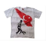 Alm Atatürk Bayrak Baskılı Tişört - 11 - 12 Yaş - Beyaz