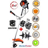 Alman 20HPX Benzinli Yan Tırpan Ot Çalı Biçme Toprak Çapalama Makinesi 2 Çapa Başlıklı 8 Parça Set