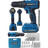 Alman 58 V 5 Ah Darbeli Lityum Çift Akülü Sjs Metal Şanzıman Şarjlı Vidalama Matkap 24 Pcs Se