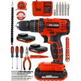 Alman Technology 58 V 5 Ah Darbeli Çift Akülü Şarjlı Vidalama Matkap 32 Parça Hobi Set