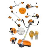 Alman Turbo 9200 Yan Tipi Benzinli Motorlu Turuncu Ot Çim Çalı Biçme Makinesi Tırpanı