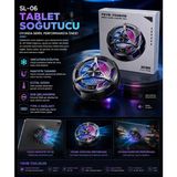 Almanara Project Sl-06 Manyetik Tablet Soğutucu Rgb Dijital Ekranlı Type-C Yarı Iletken Oyun Soğutma Fanı 5V/2A - Renkli