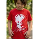 Alme K. Atatürk Kırmızı Baskılı Kısa Kollu Tişört - Milli Bayramlara Özel Tasarım Pamuklu Tişört - 10 - 11 Yaş
