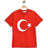 Alme TÜRK BAYRAK BASKILI AY YILDIZLI KIRMIZI ÇOCUK TİŞÖRT %100 Pamuk (Bir Beden Büyük Önerilir ) - Kırmızı - 9 Yaş