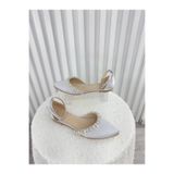 Almera's Shoes Gümüş Saten Taş Detaylı Babet