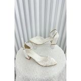 Almera's Shoes Kadın Beyaz Güpürlü 5 cm Gelin Ayakkabısı