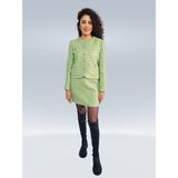 Almesta Vulpına-Queen Blazer Vatkalı Ceket Diz Üstü Etek Takım - 2XL - Yeşil
