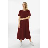 Almila Kısa Kollu Maxi Penye Elbise 2029 - Uzun Penye Elbise - 4XL - 5XL - Bordo