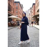 Almila Kısa Kollu Maxi Penye Elbise 2029 - Uzun Penye Elbise - 4XL - 5XL - Lacivert