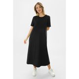 Almila Kısa Kollu Maxi Penye Elbise 2029 - Uzun Penye Elbise - 4XL - 5XL - Siyah