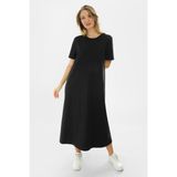 Almila Kısa Kollu Maxi Penye Elbise 2029 - Uzun Penye Elbise - Siyah - 2XL - 3XL