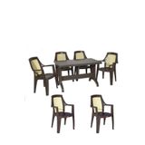 Almina 80X140cm Diamond Katlanir Ayakli 6 Kisilik Bahce Balkon Teras Masa Takimi Koyu Kahve