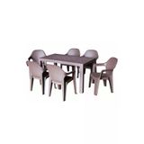 Almina 90X150 Rattan Camsiz Masa 6 Koltuklu Polo Rattan Sandalye Balkon Bahce Masa Takimi