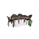 Almina Bambu Pro 70X100cm Rattan Bahce Balkon Masa Takimi 4 Kisilik Camsiz Set Kahverengi