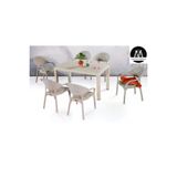 Almina Bambu Pro 90X150cm Rattan Bahce Balkon Masa Takimi 6 Kisilik Camsiz Set Cappuccino