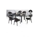 Almina Bambu Pro 90X150cm Rattan Bahce Balkon Masa Takimi 6 Kisilik Camsiz Set Kahverengi