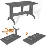 Almina Plastik Masa 70X120 Katlanır Plastik Ayaklı Bahçe Balkon ve Teras Masası - Açık Kahverengi