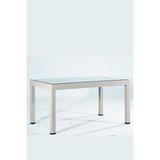 Almina Rattan Masa 80x140 cm Camlı Bej Krem Bahçe Balkon Teras Masası