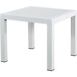 Almina Rattan Masa 90x90 cm Camsız Beyaz Bahçe Balkon Teras Masası