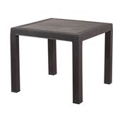Almina Rattan Masa 90x90 cm Camsız Kahverengi Bahçe Balkon Teras Masası