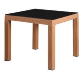 Almina Rattan Masa 90x90 cm Tik Camlı Bahçe Balkon Teras Masası