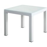 Almina Rattan Masa Camlı 90x90 cm Beyaz Bahçe Balkon Teras Masası