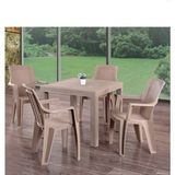 Almina Rattan Masa Takım 90X90 Camsız 4 Kişilik Sandalye Seti Bahçe Balkon Teras Takımı - Bej - Krem
